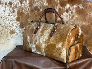 Custom Logo Fashion Genuine <b>Leather</b> Hair Lightweight Large Capacity Adjustable Strap Zipper Closure Travel Duffel <b>Bag</b> Wholesale - Product Image 5