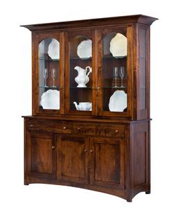 Traditional Wood Sideboard <b>Cabinet</b> with Glass Doors and Storage for Dining Room Furniture - Product Image 1