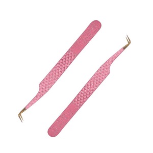 Pince à épiler professionnelle rose pour extensions de cils, personnalisable avec logo, en acier inoxydable, taille personnalisée, Pro-Straight - Product Image 1