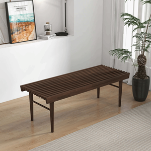 Panca Mia in Legno Massello Stile Mid-Century Moderno per Arredamento Soggiorno - Product Image 4