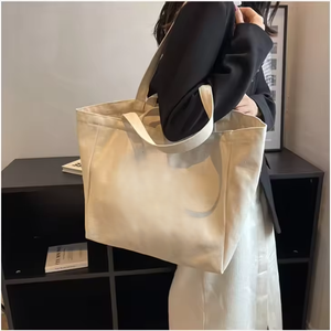 Plain Dyed Cotton Tote Bag Woven Eco Friendly Reusable <b>Canvas</b> <b>Shopper</b> Handbag Packaging Bag OEM Bulk Factory Direct Supplier - Product Image 4