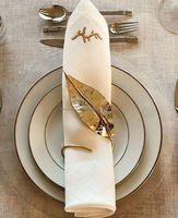 Porte-serviettes et anneau en aluminium coulé pour serviette, anneau en tissu plaqué or pour décoration de table