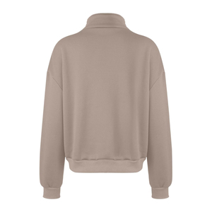 Pull-over en maille à col roulé pour femme, manches longues, fermeture éclair frontale, demi-zip, couleur unie, décontracté, prix abordable, OEM - Product Image 3