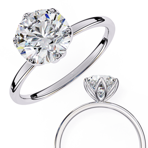 Anillo de Compromiso Solitario Moderno de Oro Blanco Sólido de 14K con Diamante Cultivado en Laboratorio de Corte Redondo de 2.00ct, E VVS, Certificado por IGI - Product Image 3