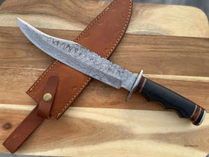 Nuevo Cuchillo Bowie de Caza de Damasco Hecho a Mano de 15.5 Pulgadas con Mango de Micarta, Personalizado, el Mejor Cuchillo de Supervivencia de Hoja Fija Afilada - Product Image 2