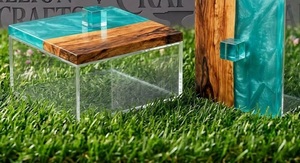 Clear <b>Acrylic</b> Plexi <b>Storage</b> Box with Wood Grain Lid Custom Display Bin for Chocolate Gift Packaging - Product Image 2