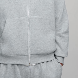 Sudadera con Capucha de Alta Calidad para Hombre, Cierre Completo, Color Sólido Minimalista, Mezcla de Algodón Cálido, Chaqueta con Capucha, Logotipo Personalizado, Ropa Exterior Informal a la Moda - Product Image 5