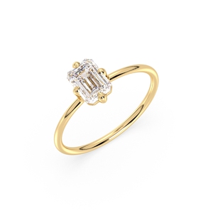 REYES Premium Quality 925 Sterling <b>Silver</b> <b>Emerald</b> Cut 0.98 Carat Moissanite <b>Ring</b> with GRA Certified 14K Gold Plated Jewelry - Product Image 1