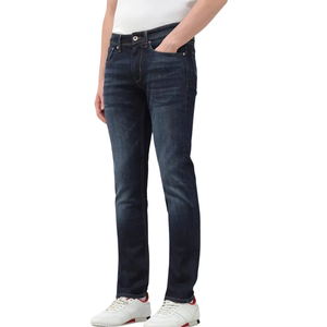 กางเกงยีนส์เดนิมผู้ชายทรงสลิมฟิต สีเข้ม สำหรับฤดูหนาว ผ้าระบายอากาศ แห้งเร็ว 340 GSM กระเป๋าห้าช่อง ซิปผ่าหน้า เอวกลาง ทรงลำลองขายาว - Product Image 6