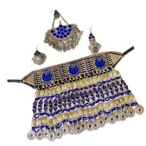 Professional Designer Made Hand Made 6 Pieces Rings Choker Earrings & Bindi Tikka Jewelry <b>Sets</b> For Afghan Traditional Wear - Product Image 4