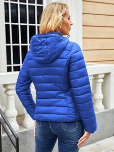 Veste matelassée chaude d'hiver pour femme, en nylon respirant, avec fermeture éclair brillante, motif imprimé, style court - Product Image 4