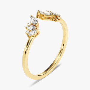 Lab Grown IGI Certified Diamond Engagement <b>Ring</b> <b>Open</b> Leaf Cluster Wedding Band 10K Gold Marquise Cut Women's Anniversary Bridal - Product Image 6