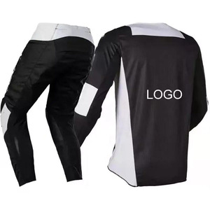 Traje de Motociclismo para Hombre, Conjunto de Jersey y Pantalones de Manga Larga, Impresión por Sublimación en Blanco y Negro, Secado Rápido, para Todas las Estaciones - Product Image 2