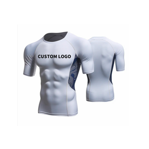 Men Rash Guard Compression Shirt OEM ODM Custom Manufacturer UV Protection Swim <b>Surf</b> Wear - Product Image 2