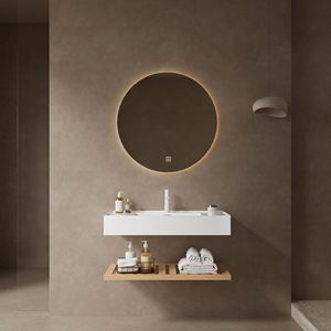 36 \ "galleggiante bianco acrilico bagno lavabo integrato rubinetto a parete rettangolare lavello in legno naturale - Product Image 1