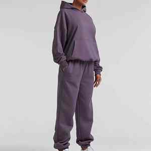 Survêtements pour femmes avec logo surdimensionné, ensemble deux pièces, vêtements d'entraînement, vêtements de jogging, survêtement uni décontracté pour femmes - Product Image 6