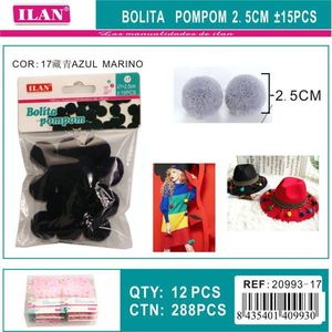 Pompon Iln 2,5 cm Blu Navy per Artigianato e Accessori Moda - Product Image 3