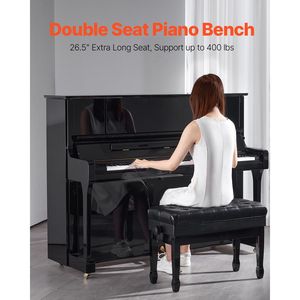 Supporto per Pianoforte a Doppia Tastiera 75x35.5x51.5 cm con Altezza Regolabile, Cuscino Imbottito e Vano Portaoggetti, 7.1m per Panca e Sedia - Product Image 2