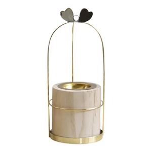 Brûleur d'encens en marbre avec cadre en métal doré et dessus en forme de cœur, décoration aromathérapeutique, utilisation toute saison - Product Image 1
