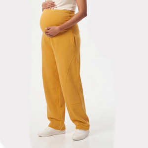 Pantalon de maternité en polaire taille haute pour femme, coupe ample, jambe large, pour la grossesse et l'allaitement, idéal pour l'hiver - Product Image 3