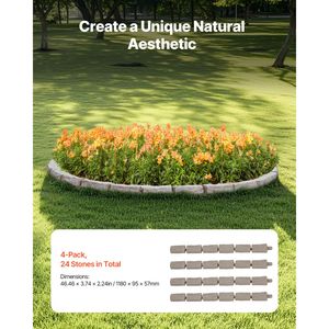 Bordatura Paesaggistica Realistica in Finta Pietra 46,4 x 2,2 cm, Bordura Flessibile per Giardino con Picchetti di Ancoraggio, Dimensioni Simili a Mattoni, per Prato - Product Image 2