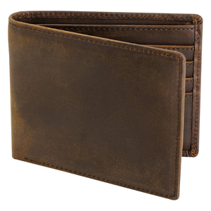 Men's Top Grain Leather <b>RFID</b> <b>Blocking</b> Bifold <b>Wallet</b> Slim Design 8 Card Slots 2 ID Windows Extra Capacity Ultra Strong Stitching - Product Image 1