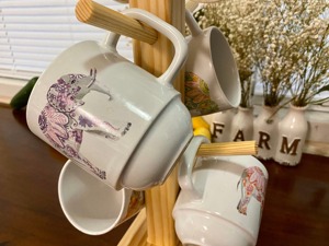 Wholesale Hot Sell Handmade Natural Bamboo Tree Shape Eco-Friendly Mug Holder <b>Rack</b> with Custom Welcome wooden mug holder - Product Image 3