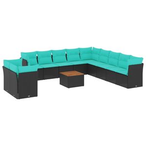 Set Divano da Esterno 12 Pezzi in Polyrattan Nero con Cuscini - Elegante Collezione Arredamento da Giardino - Product Image 2