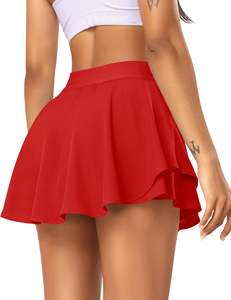 Tela que absorbe la humedad para un entrenamiento más cómodo. Falda de tenis blanca de cintura alta para correr y hacer deporte, para niñas. - Product Image 2