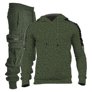 Ensemble de survêtement d'hiver pour homme grande taille, deux pièces, avec capuche, pantalon de jogging en molleton, vêtements de sport décontractés, pantalon cargo - Product Image 2