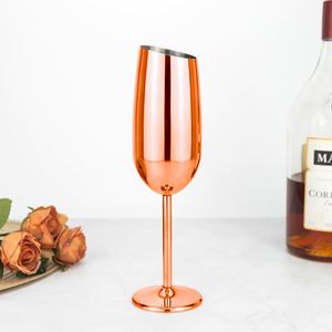Copas de Champán Elegantes de Oro Rosa de 250 ml, Irrompibles, con Tallo Largo y Cuenco Inclinado, para Vino Espumoso, para Restaurante o Bar - Product Image 1