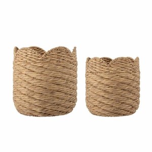 Natural Water Hyacinth Woven Basket Handmade Storage Organizer with Scalloped Edge for Toys <b>Blankets</b> Laundry Home Decor - Product Image 3