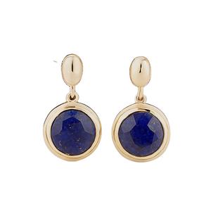 Boucles d'oreilles en pierre naturelle Lapis Lazuli en argent sterling 925 plaqué or 18 carats Parure de bijoux pour femme - Product Image 1