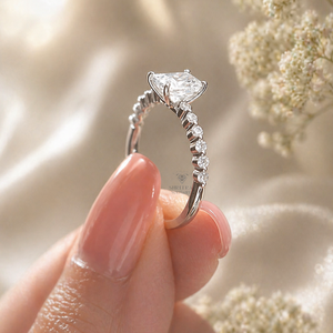 Custom 1CT 2CT 3CT Radiant Cut Lab Grown Diamond <b>Ring</b> IGI Certified 14K 18K White Gold 4 Prong Pave Eternity Engagement <b>Ring</b> - Product Image 4