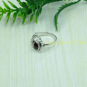 Bague en argent sterling 925 avec grenat naturel en forme de goutte, faite à la main, pour femme |   Fournisseur de bijoux personnalisés avec pierres de naissance pour femmes - Product Image 3