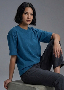T-shirts amples et carrés pour femmes, col rond, coupe décontractée, épaules tombantes, noir - Product Image 6