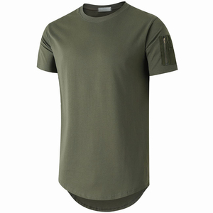 Custom T <b>Shirt</b> Streetwear T <b>Shirt</b> Longline T <b>Shirt</b> with Side Zipper <b>100</b>% Cotton <b>Polyester</b> T <b>Shirt</b> Crew Neck Tee Manufacturer - Product Image 1