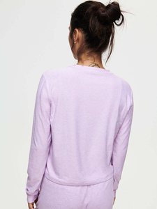 Sweat-shirt à manches longues pour femme avec logo personnalisé, couleur unie, coupe oversize, épaules tombantes - Product Image 3