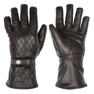 Leather Racing Gloves Full Finger Diamond Stitch Windproof Adjustable Wrist <b>Strap</b> Unisex Outdoor Winter Riding - Product Image 1