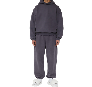 Ensemble de survêtement décontracté d'hiver avec logo personnalisé, pantalon de jogging droit et sweat à capuche, coupe-vent respirant uni pour la course - Product Image 5
