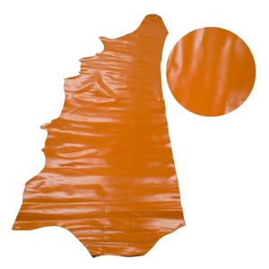 Classic Cowhide Patent <b>Leather</b> Fabric Material For Making Shoes Wallets Handbags Fine Orange Color Premium Crafting Collections - Product Image 1