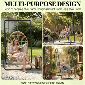 Supporto Nero per Sedia a Dondolo Sospesa, Accessorio per Sedia da Giardino - Product Image 3