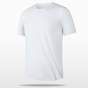 Nouveauté T-shirt de sport pour homme en tissu de bambou 100% respirant, anti-boulochage, à séchage rapide, blanc, jacquard personnalisé - Product Image 5