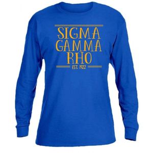 T-shirt à manches longues personnalisé Blue Sigma Gamma Rho pour femme, col rond, lettres de sororité grecque, vêtement décontracté pour le campus, personnalisable - Product Image 2
