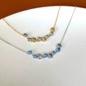 AMBER JEWELS T-3028 Collier Pendentif Minimaliste Diamant Bleu Plaqué Or 18K Chaîne Classique Unisexe Bijou Quotidien Avril - Product Image 2