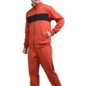 Chándal Rojo para Hombre, Manga Larga, Cierre Frontal con Cremallera, Diseño con Bloques de Color, Ropa Deportiva Informal para Otoño, con Bolsillos Laterales, Corte Regular - Product Image 1