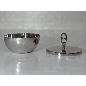 Bol de service moderne en acier inoxydable avec couvercle, qualité alimentaire, pour soupe et salade, design unique, vaisselle pour hôtel et maison - Product Image 1