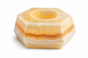 Support de bougie chauffe-plat hexagonal en onyx ambre naturel, fait main, géométrique, en pierre, vente en gros, logo personnalisé, décoration maison et spa - Product Image 3