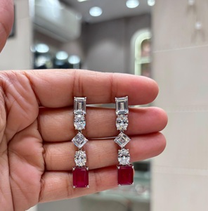 Stylish High Quality Brass <b>Silver</b> Plated Zircon Trendy Designer Drop <b>Earring</b> Women <b>Wedding</b> Look Party Wear Fashion - Product Image 2