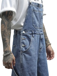 Pantalones de mezclilla para hombre, de pierna recta, corte holgado, lavado a la piedra, estilo casual, con tirantes ajustables y bolsillos, para primavera - Product Image 5